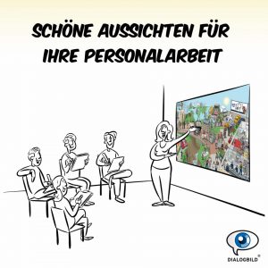Zukunft Personal Dialogbild Light Szene: 5 Mitarbeiter nutzen das Dialogbild als Kommunikationsmittel.