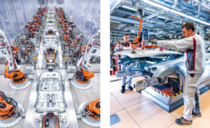 Audi Karosseriebau Prozessvisualisierung Werksführung Erklärbild Infografik Dialogbild Agentur für Visualisierung von Prozessen, Veränderungen und Visionen.