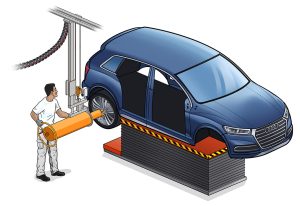 Audi Mexiko Produktionssystem Prozessdarstellung Strategiebild Dialogbild Agentur für Visualisierung von Prozessen, Veränderungen und Visionen.