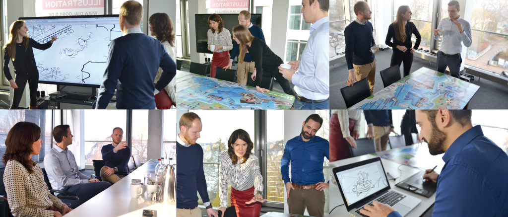 DER WORKSHOP Bäderland Unternehmensleitbild Leitbild Visionsbild Dialogbild Agentur für Visualisierung von Prozessen, Veränderungen und Visionen.