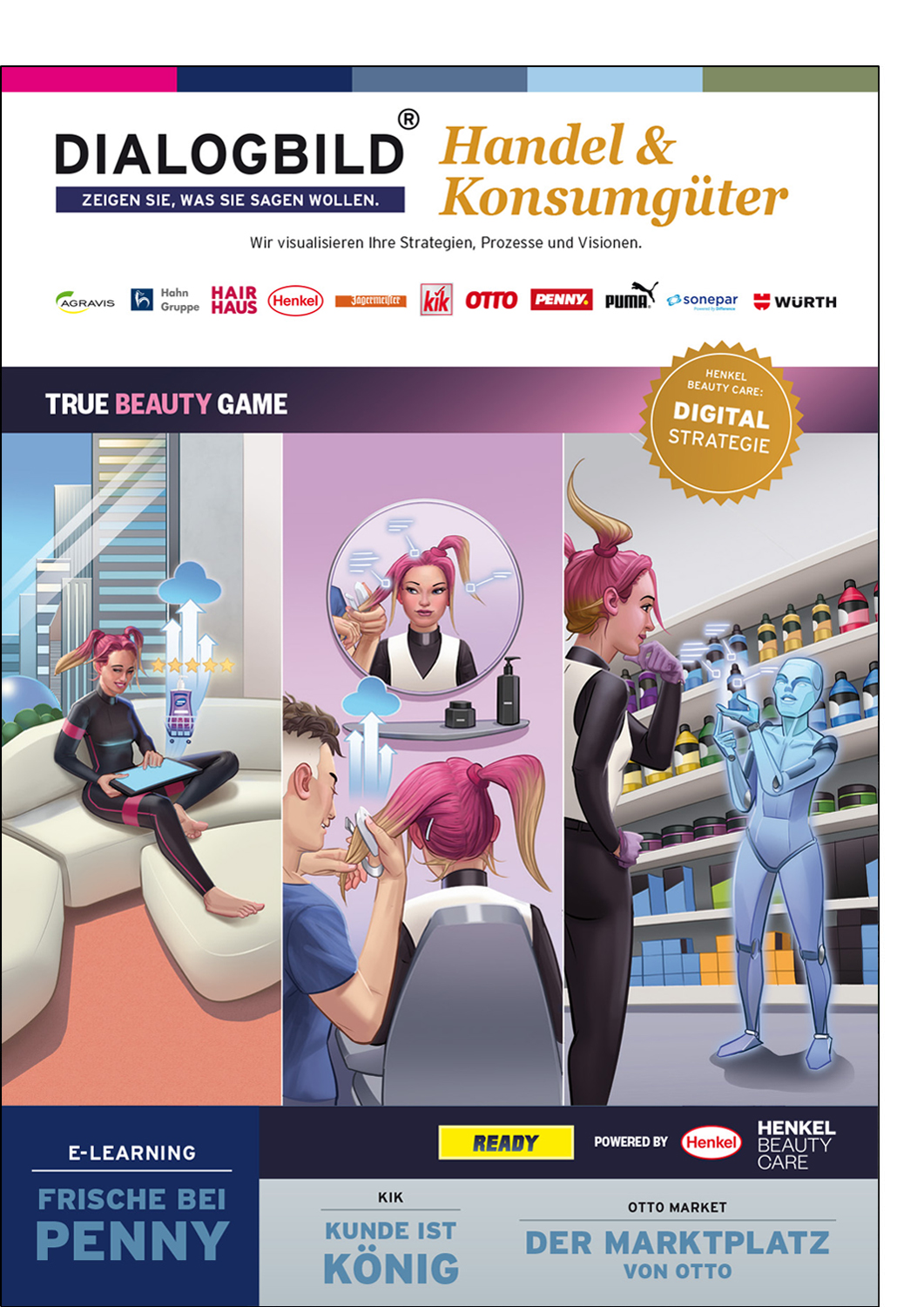 Henkel True Beauty Game Strategiebild Gamification Dialogbild Agentur für Visualisierung von Prozessen, Veränderungen und Visionen.