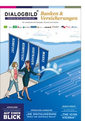 Volksbank Mittelhessen Strategiebild Digitalisierung Visionsbild Dialogbild Agentur für Visualisierung von Prozessen, Veränderungen und Visionen.