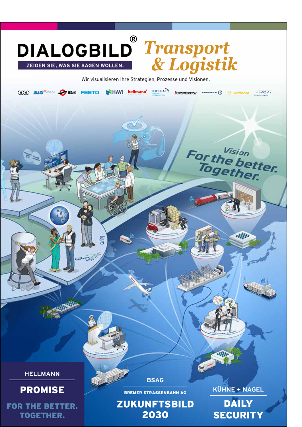 Transport Logistics Hellmann Promise For the Better. Together. Leitbild Unternehmenskultur Dialogbild Agentur für Visualisierung von Prozessen, Veränderungen und Visionen.