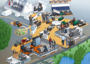 Wirtgen Group Hamm Produktschau Road Technology Days Dialogbild Agentur für Visualisierung von Prozessen, Veränderungen und Visionen.
