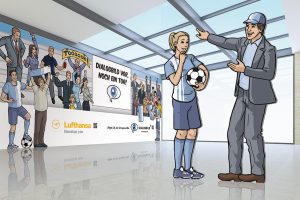 Lufthansa Trainingscenter Seeheim Rauminstallation Dialogbild Agentur für Visualisierung von Prozessen, Veränderungen und Visionen.