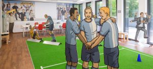 Lufthansa Trainingscenter Seeheim Rauminstallation Dialogbild Agentur f&uuml;r Visualisierung von Prozessen, Ver&auml;nderungen und Visionen.