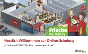 Penny Lebensmitteleinzelhandel e-learning Frische bei Penny Mitarbeiterschulung Dialogbild Agentur für Visualisierung von Prozessen, Veränderungen und Visionen.