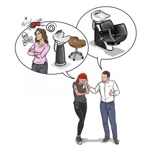 Hairhaus Visionsbild zukunftsorientiert und innovationsfreudig Leitbild Dialogbild Agentur für Visualisierung von Prozessen, Veränderungen und Visionen.