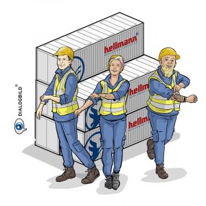Hellmann Promise For the Better. Together. Leitbild Unternehmenskultur Dialogbild Agentur für Visualisierung von Prozessen, Veränderungen und Visionen.