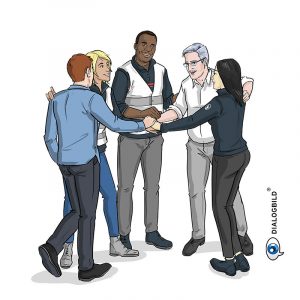 Hellmann Promise For the Better. Together. Leitbild Unternehmenskultur Dialogbild Agentur für Visualisierung von Prozessen, Veränderungen und Visionen.
