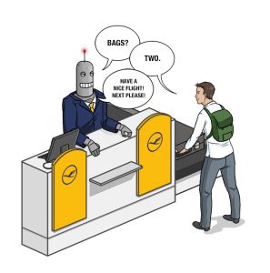 Lufthansa Leitbild Mitarbeiterschulung Bodenwelt Erklärbild Strategiebild Dialogbild Agentur für Visualisierung von Prozessen, Veränderungen und Visionen.