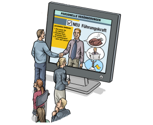 HUK Coburg Visionsbild interne Kommunikation Leitbild Dialogbild Agentur für Visualisierung von Prozessen, Veränderungen und Visionen.