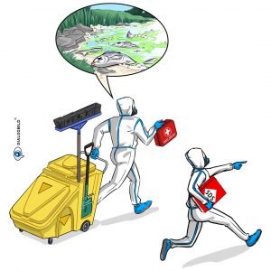 Kuehne + Nagel Logistik Dangerous Goods Gefahrenstoffe Arbeitsschutz Leitbild Dialogbild Agentur für Visualisierung von Prozessen, Veränderungen und Visionen.