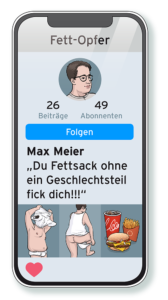Cybermobbing Deutscher Kindervein Erklärbild Dialogbild Agentur für Visualisierung von Prozessen, Veränderungen und Visionen.