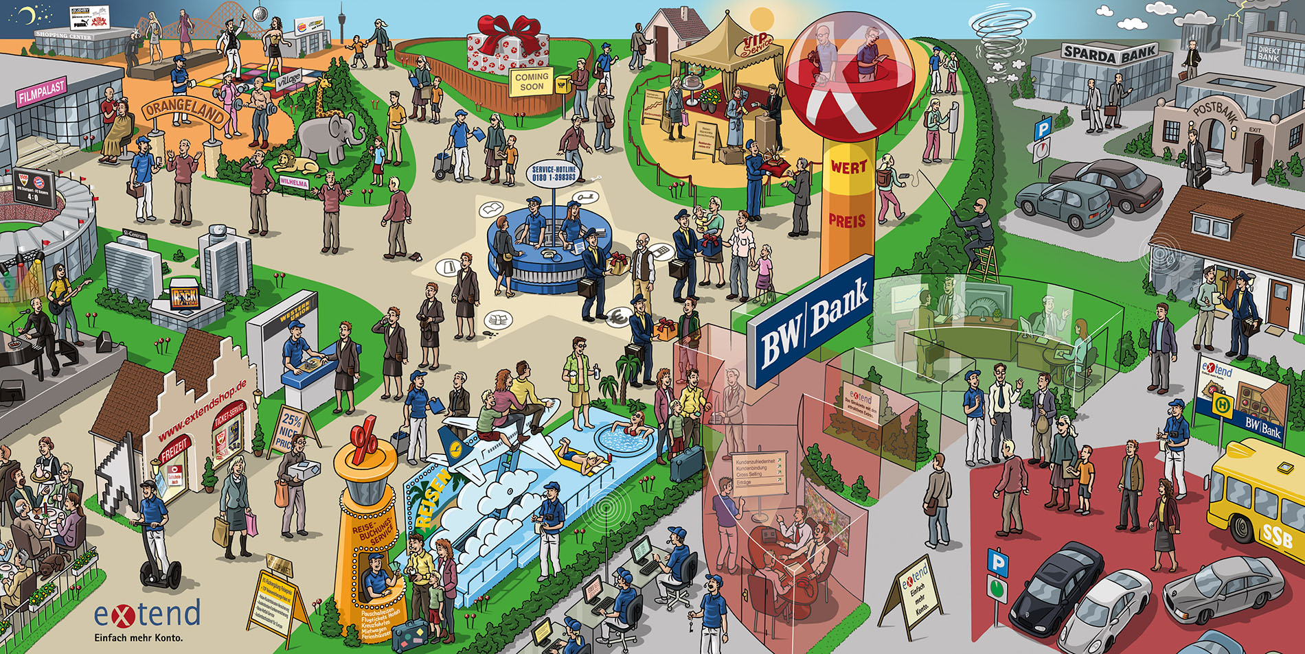 BW Bank extend Mehrwertleistungen Infografik Leitbild Strategiebild Dialogbild BW Bank extend Mehrwertleistungen Infografik Leitbild Strategiebild Dialogbild Agentur für Visualisierung von Prozessen, Veränderungen und Visionen.